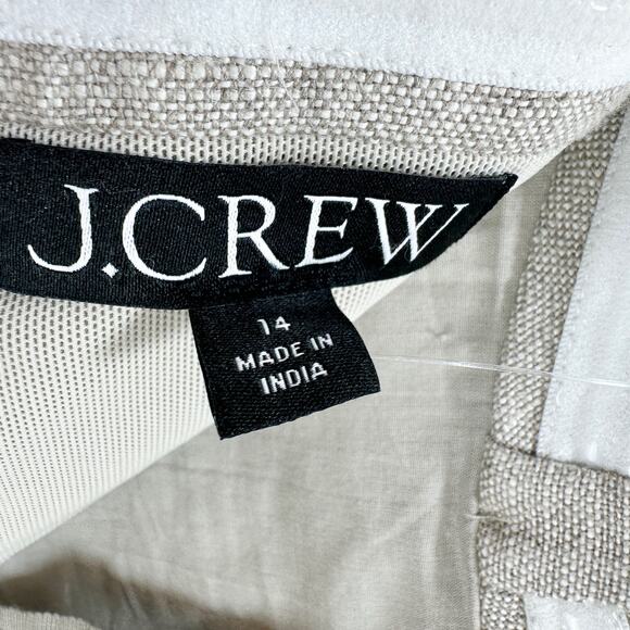 J.Crew Cropped Bustier Peplum Top Heavyweight Linen Flax Beige Preppy US 14 NWT - Picture 7 of 11